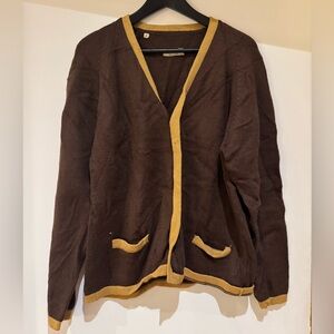 Vintage 60s/70s Cardigan Brown Yellow Medium
